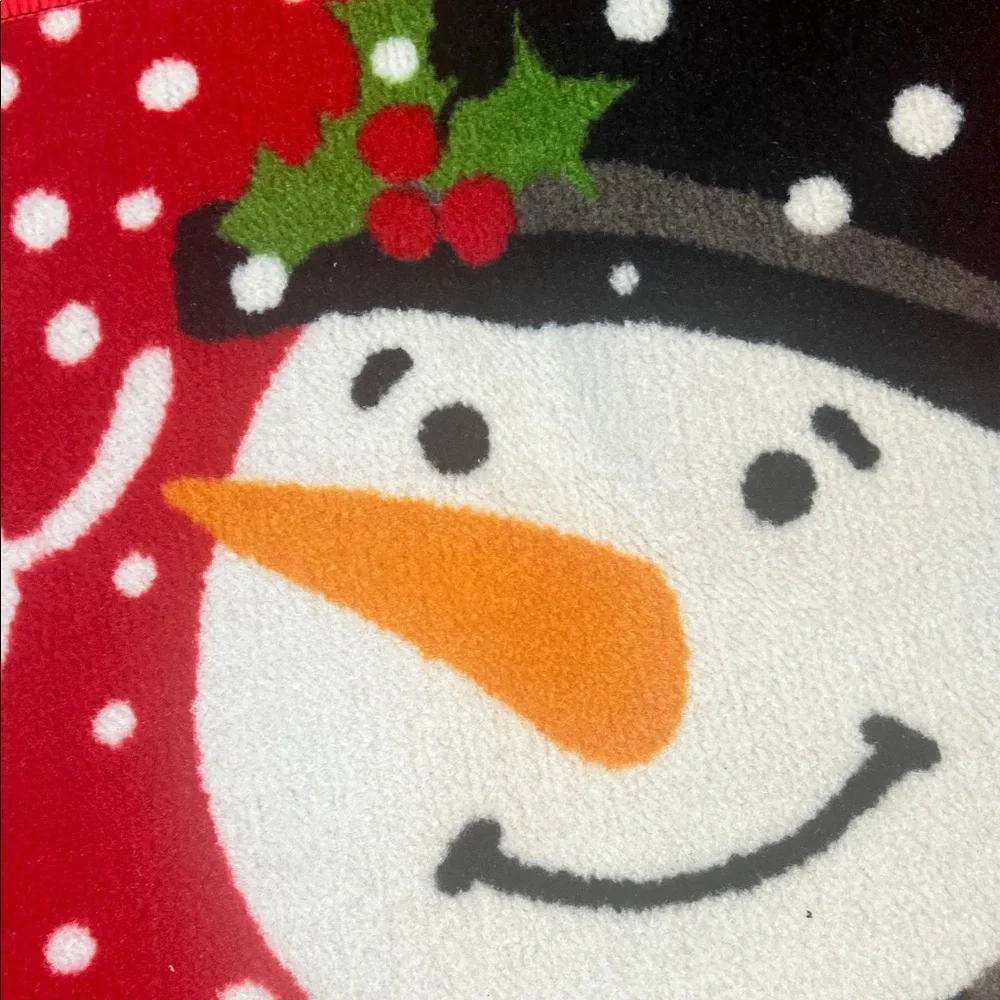 Festive Snowman Doormat - Red and White